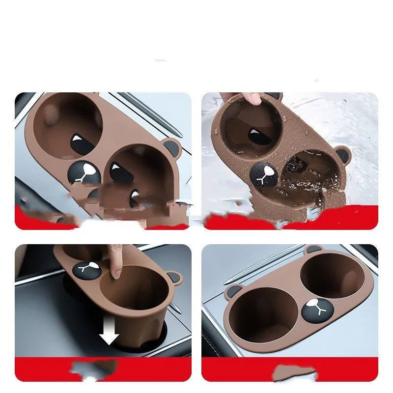 Silicone cup holder limiter with anti-shaking design for car centre console in grey, tan or pink colours