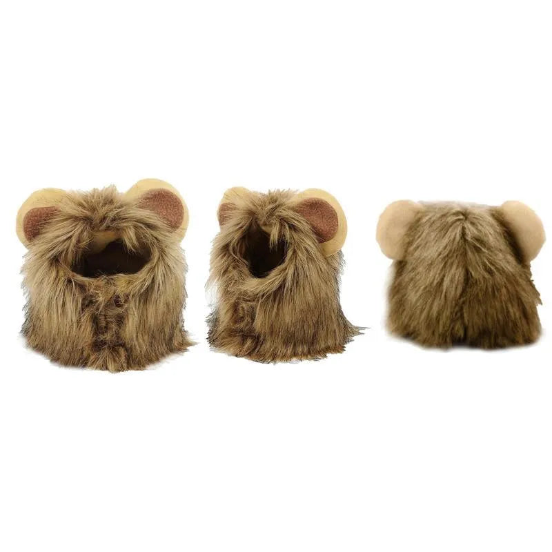 Lion mane wig for cats and small dogs with artificial hair and adjustable elastic band