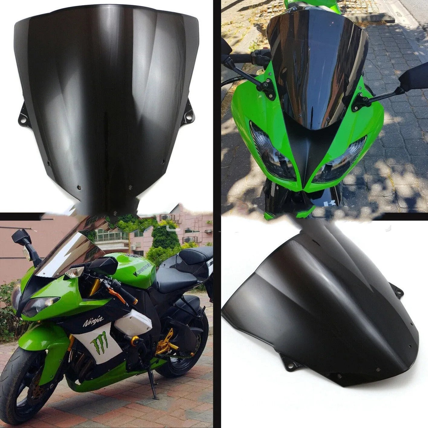 Kawasaki motorcycle replacement windscreen in smoke blue tint for ZX-6R and ZX-10R models