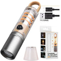 Orange or beige multifunctional flashlight with optical zoom and dual light source