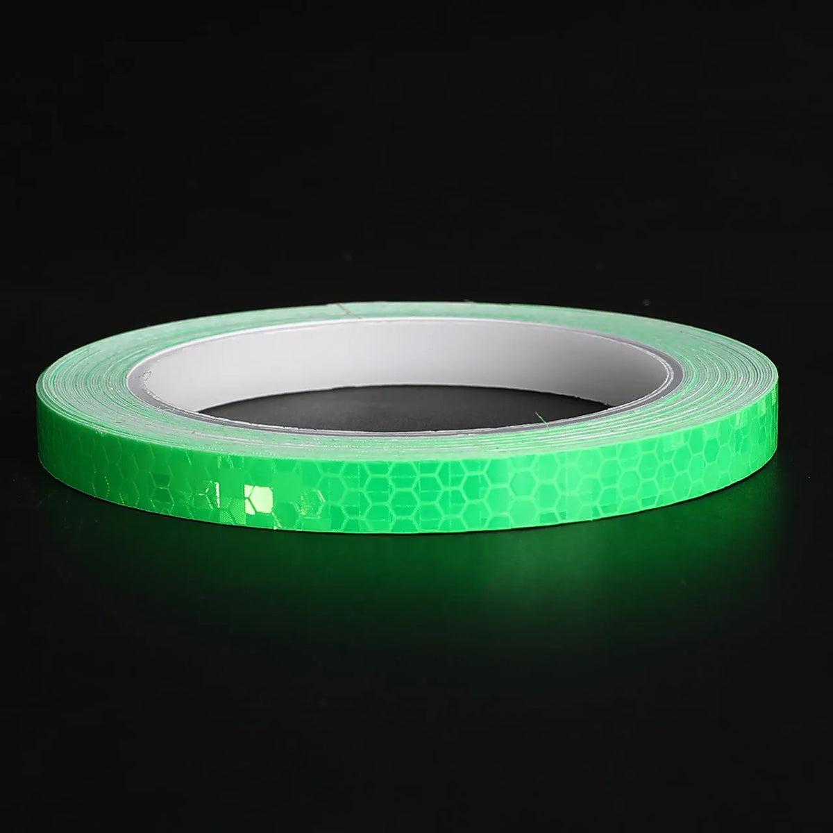 8 metre roll of 10mm reflective warning tape in grass green, orange, red, or white for motorcycle and car anti-collision marking