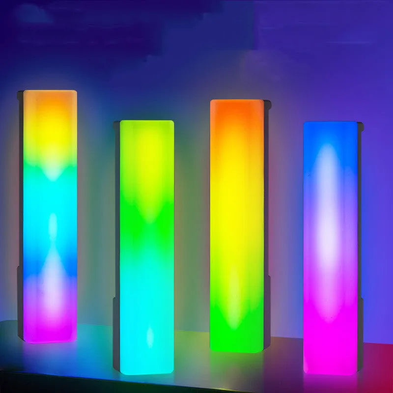 3D RGB voice-activated rhythm light pick-up table top ambiance lamp with cross-border white shell