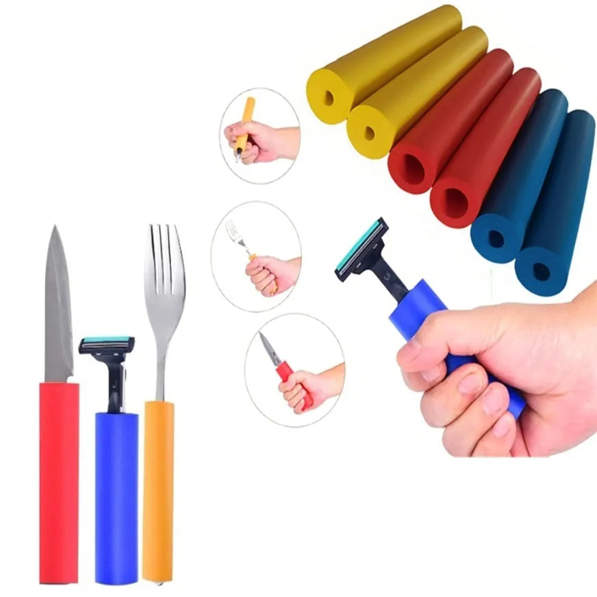Pack of black rubber grip hoses for creating non-slip handles on tools and tableware.