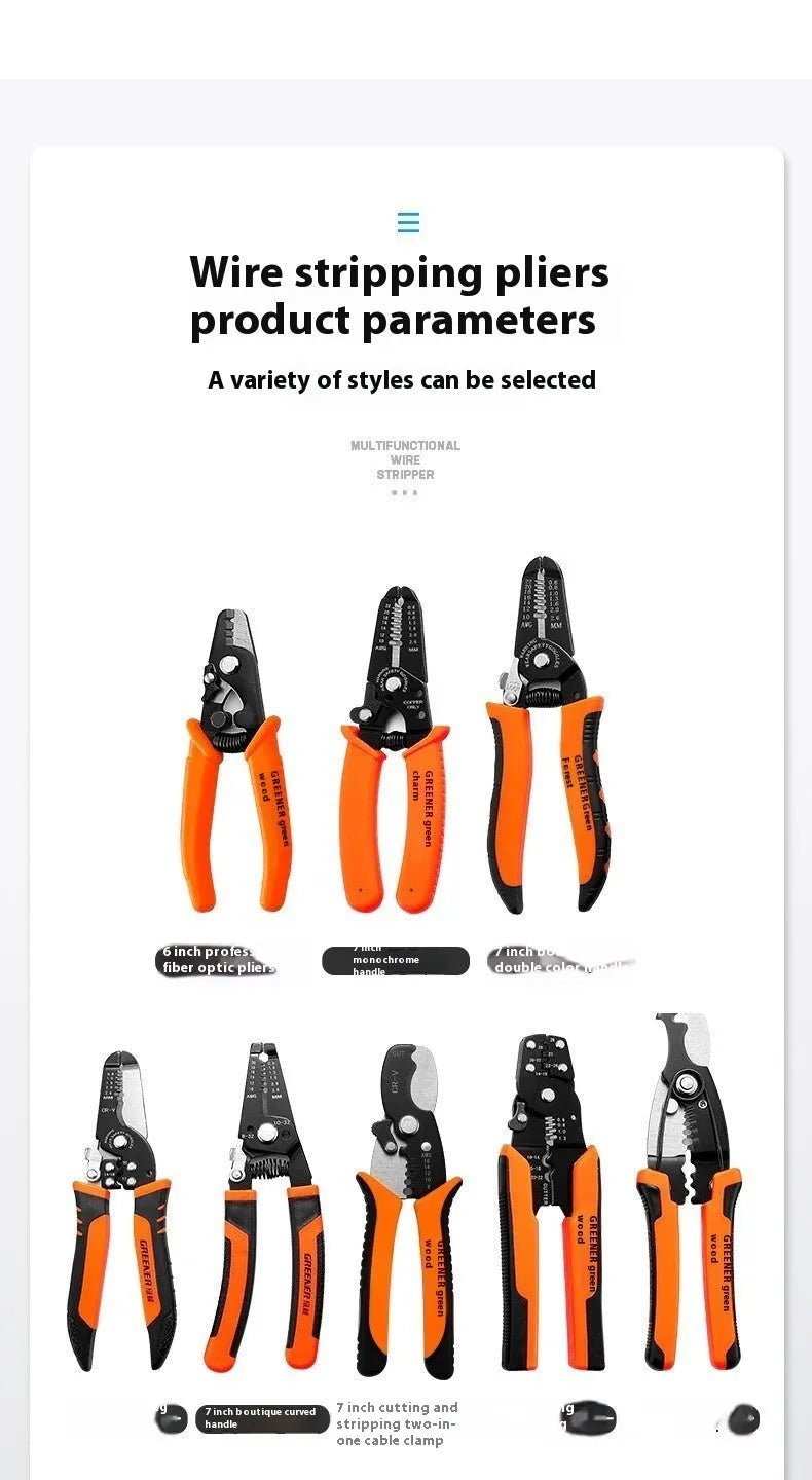 Fully automatic wire stripping pliers with high carbon steel blades weighing 0.361kg
