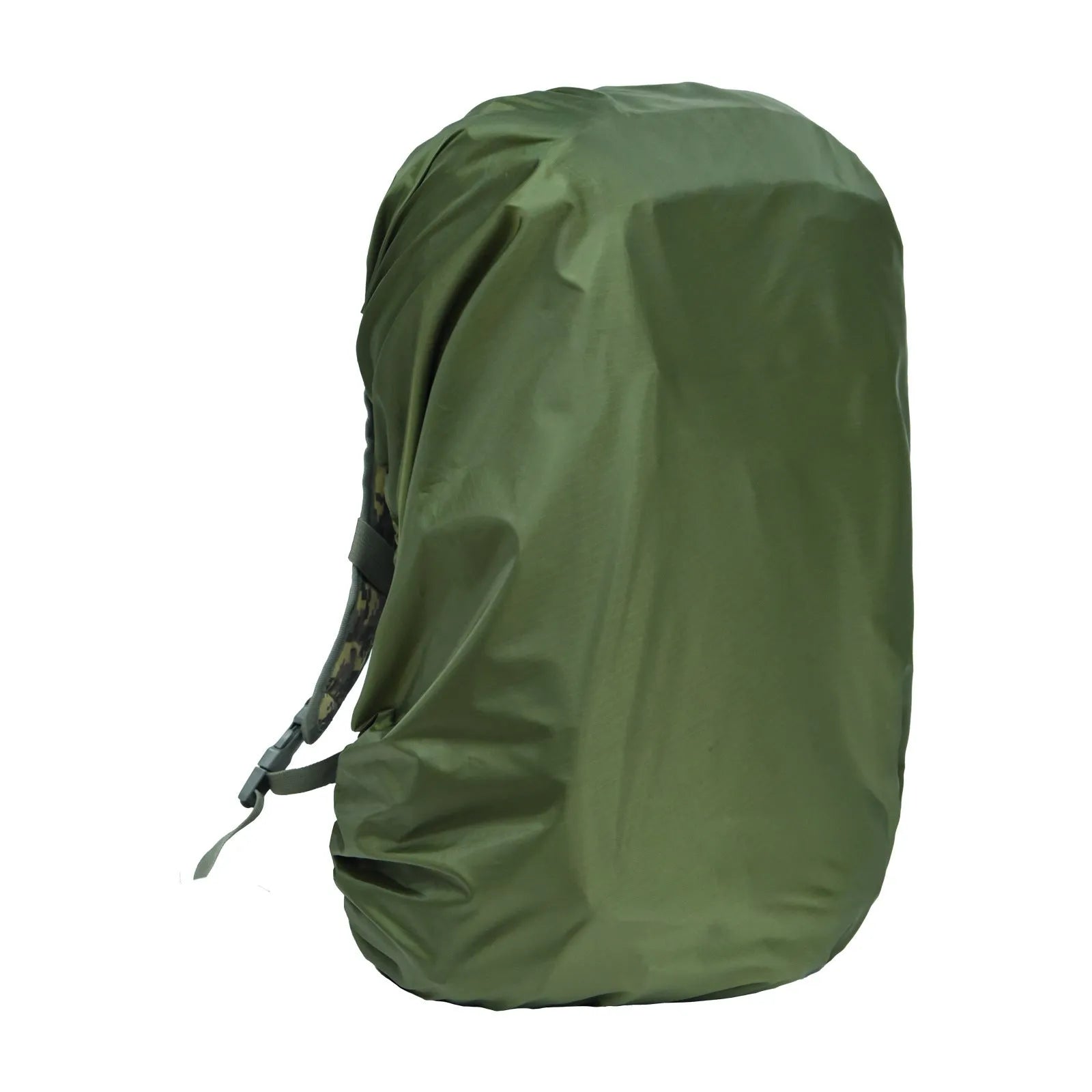 Army green PU material backpack rain cover for outdoor mountaineering and hiking.