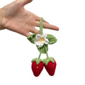 Handmade strawberry-shaped woven pendant for car decoration in natural cotton and hemp materials