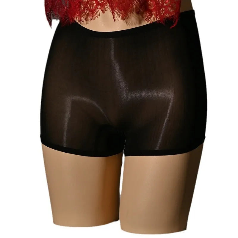 Men's shiny nylon underwear stockings in seven colours with seamless mid-waist design