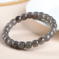 Natural smokey violet Hetian jade bracelet with straight cut 8x9mm beads