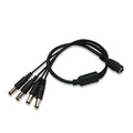 Black DC monitoring power cord with one-to-four splitter, 0.39 metres long with 5.5mm connectors