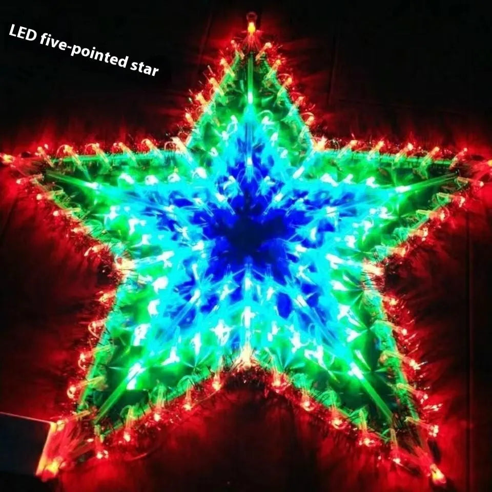 Outdoor Christmas string lights with decorative peacock, heart, sunflower and star bulb designs
