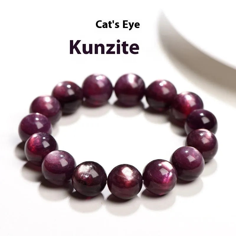Natural purple lepidolite crystal bracelet with polished round beads in various size options