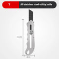 Stainless steel folding art knife with black blade and replacement blades for craft projects