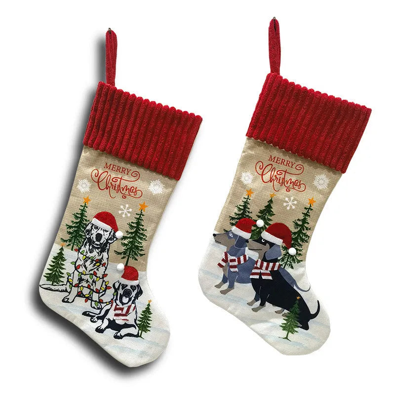 Cloth Christmas tree pendant gift bag with rustic American pastoral design