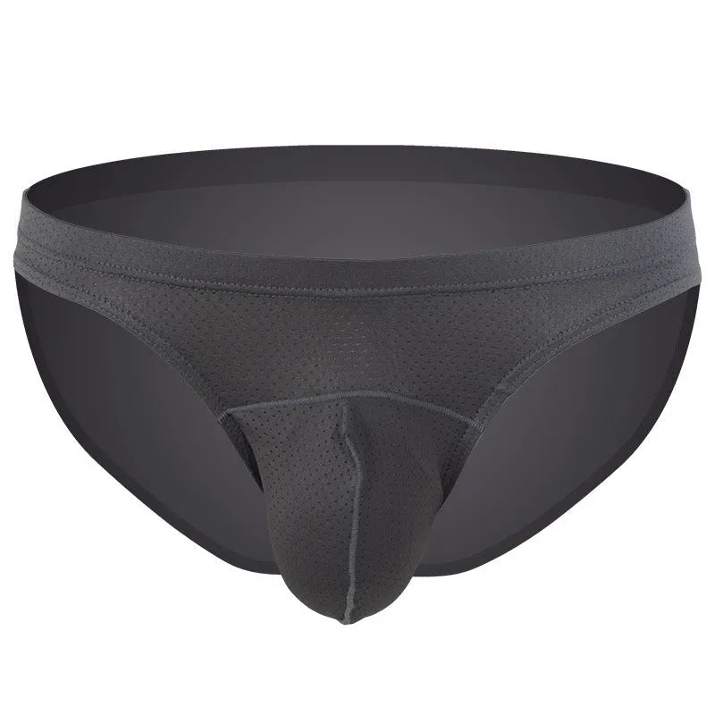 Men's transparent loose fit nylon underwear shown in multiple colours