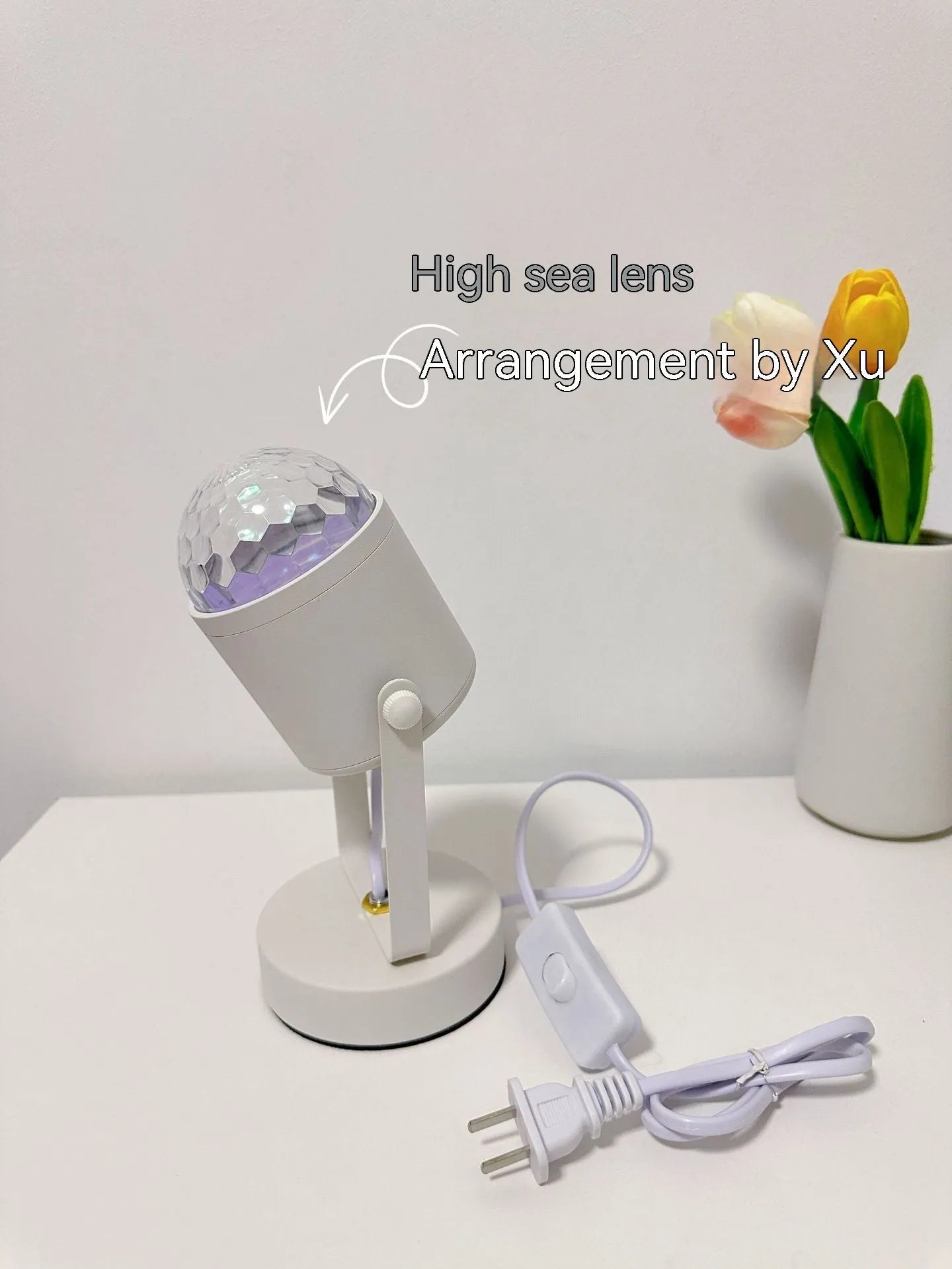 Dynamic water ripple ambience table lamp showing light projection effect
