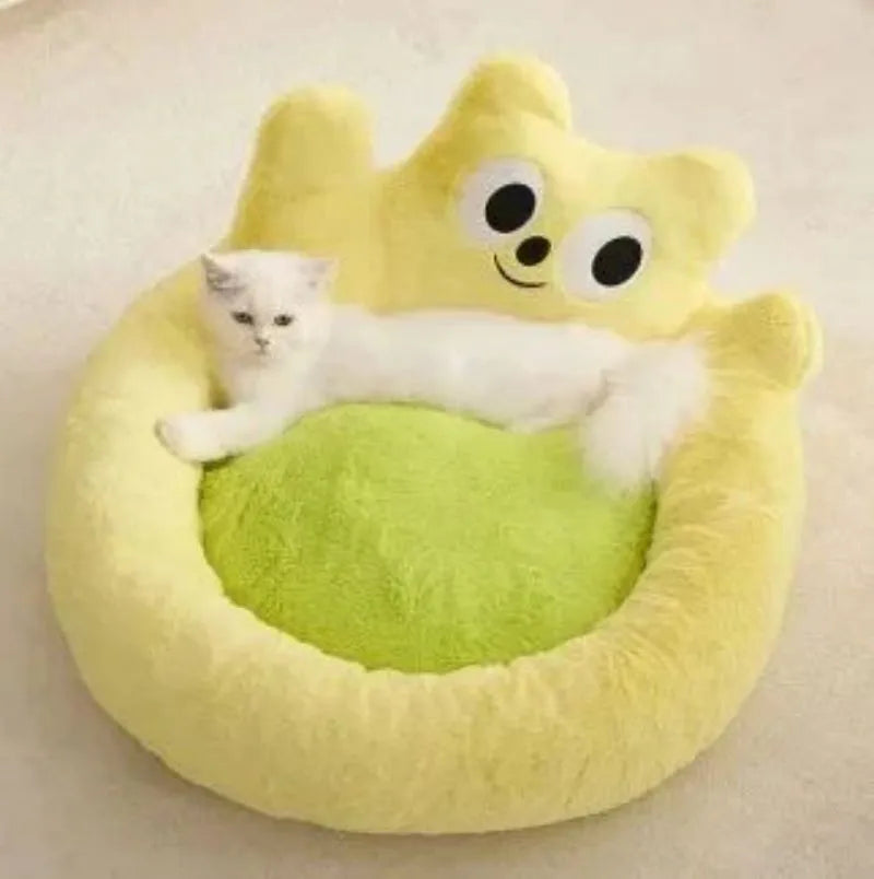 Warm cat nest bed cushion in pink or yellow, sizes L and M, for cats and puppies