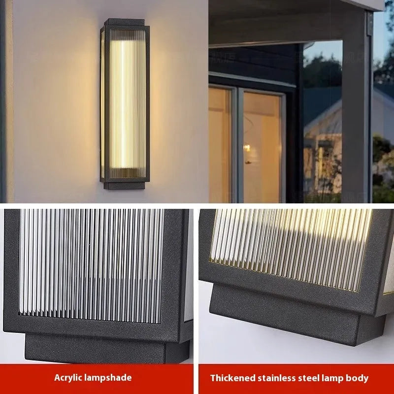 Stainless steel outdoor wall lamp with waterproof IP54 rating for garden and courtyard lighting