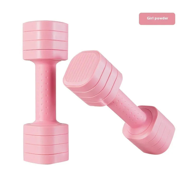 Women's detachable 5lb dumbbells in pink, blue, black, and purple colours for fitness training