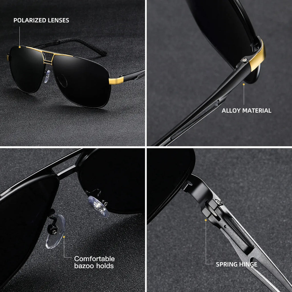 Men's orange red polarised aviator sunglasses with metal frame and HD TAC lenses
