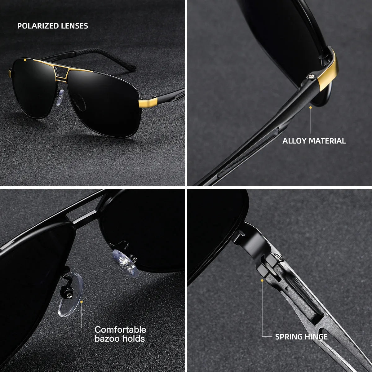 Men's orange red polarised aviator sunglasses with metal frame and HD TAC lenses