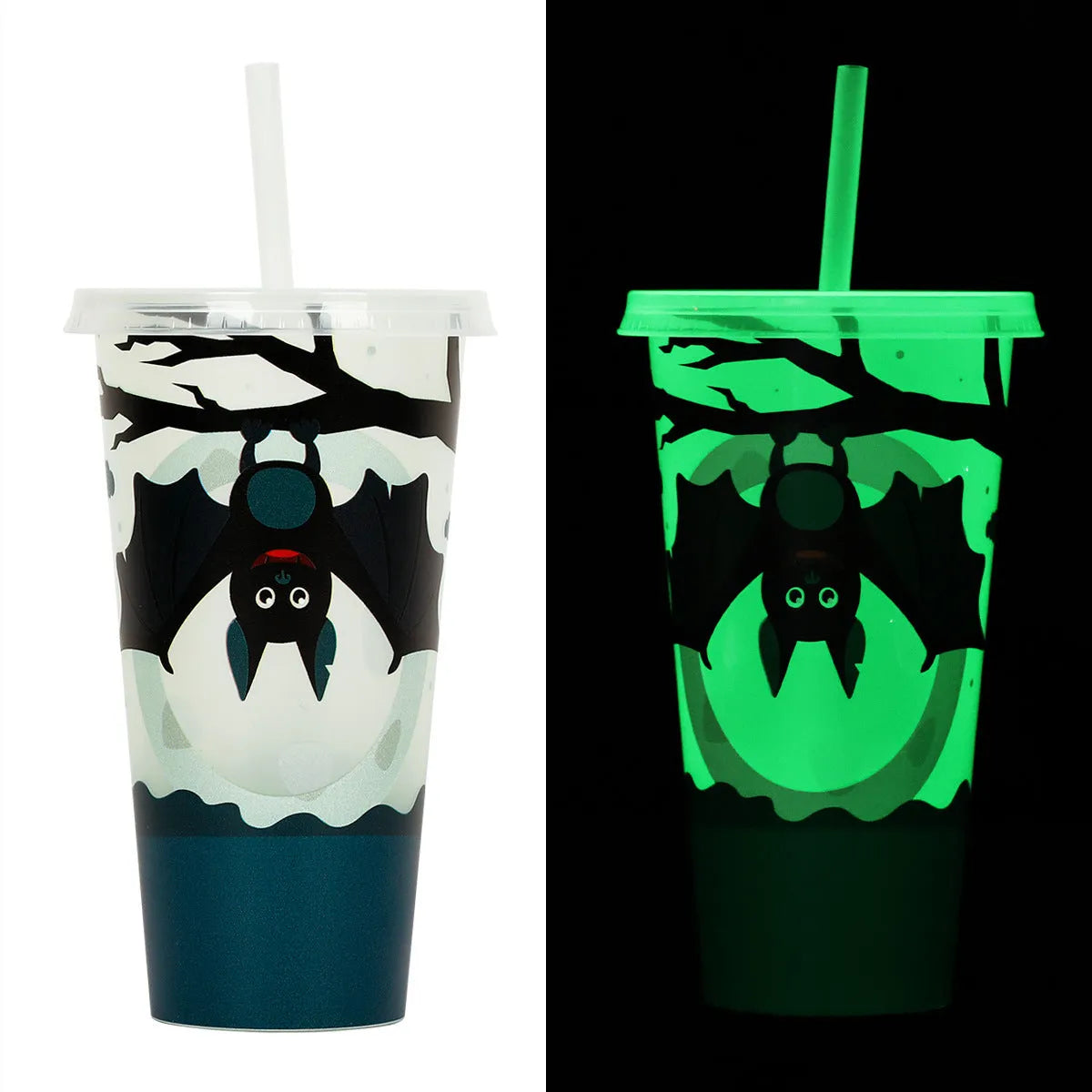 720ml Halloween luminous straw cup in PP plastic with six color options