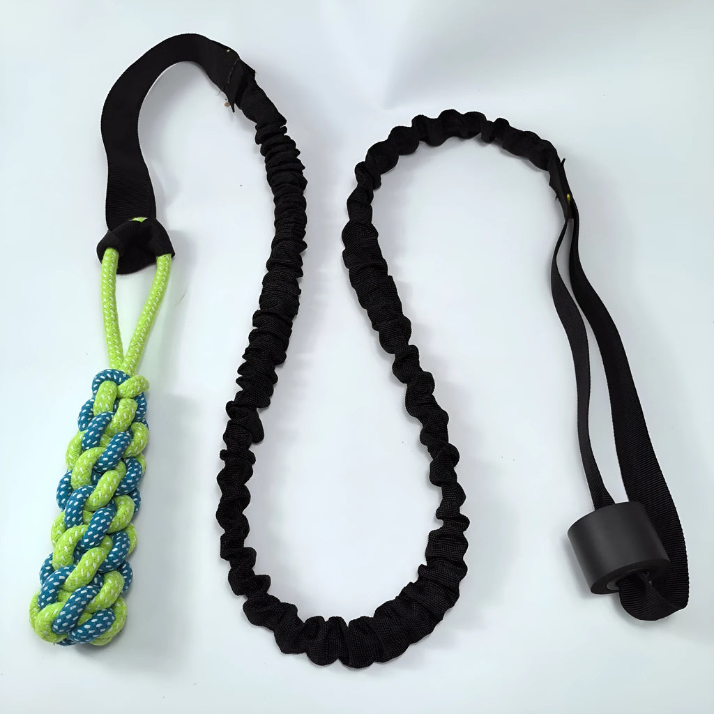 Cotton thread dog tug rope toy in green corncob design for tug-of-war games