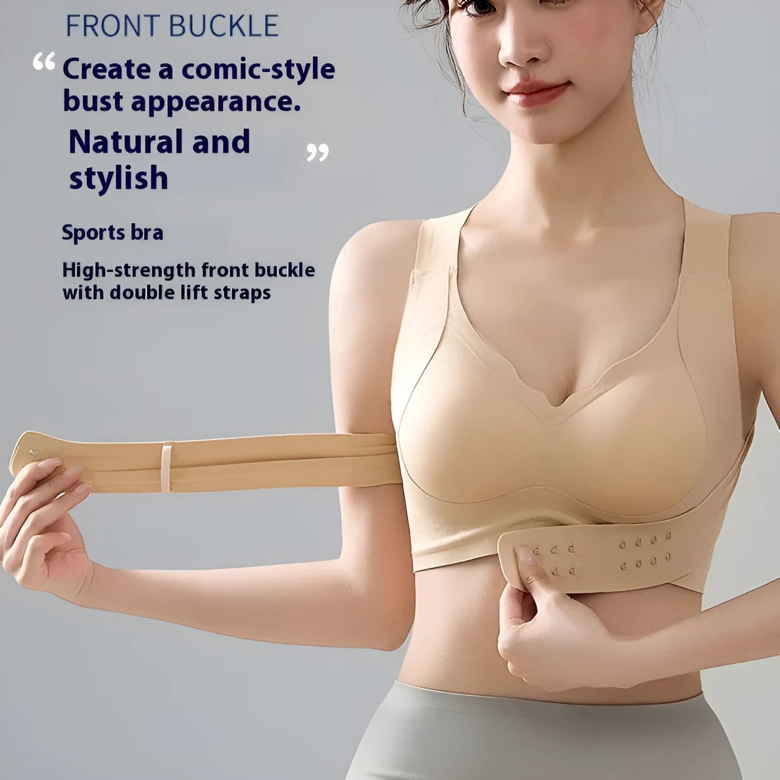 Women's front closure yoga sports bra with back shaping and 3/4 moulded cups