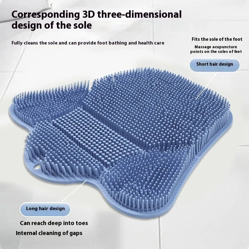 Blue silicone bath massage cushion with textured surface measuring 31 by 32 centimetres