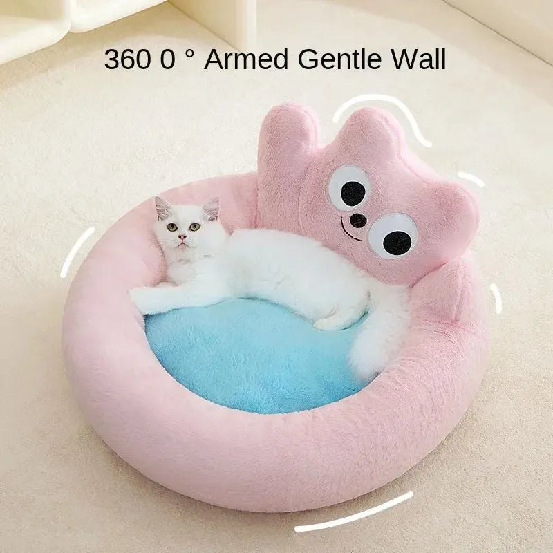 Warm cat nest bed cushion in pink or yellow, sizes L and M, for cats and puppies