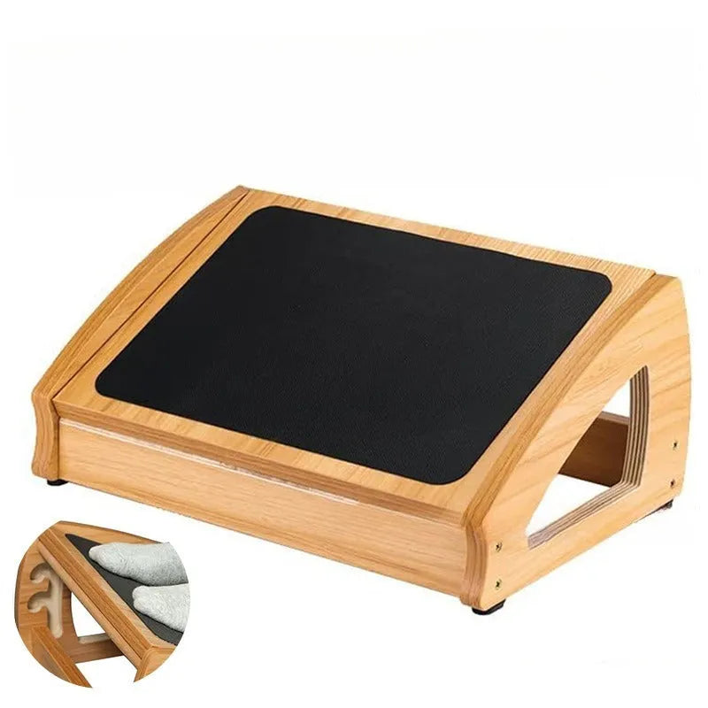 Wooden adjustable bamboo office desk footstool in wood colour modern design