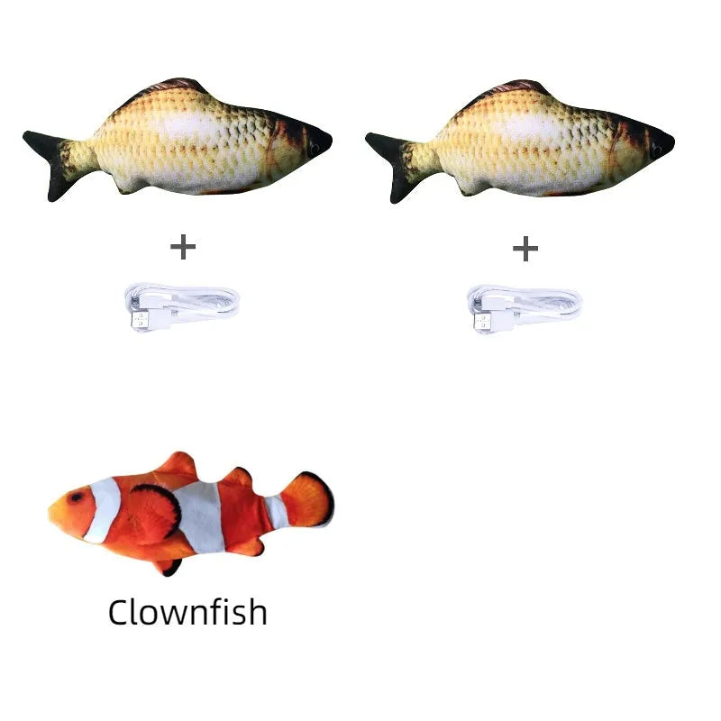 30cm electronic jumping fish cat toy with USB cable in multicolour fish designs