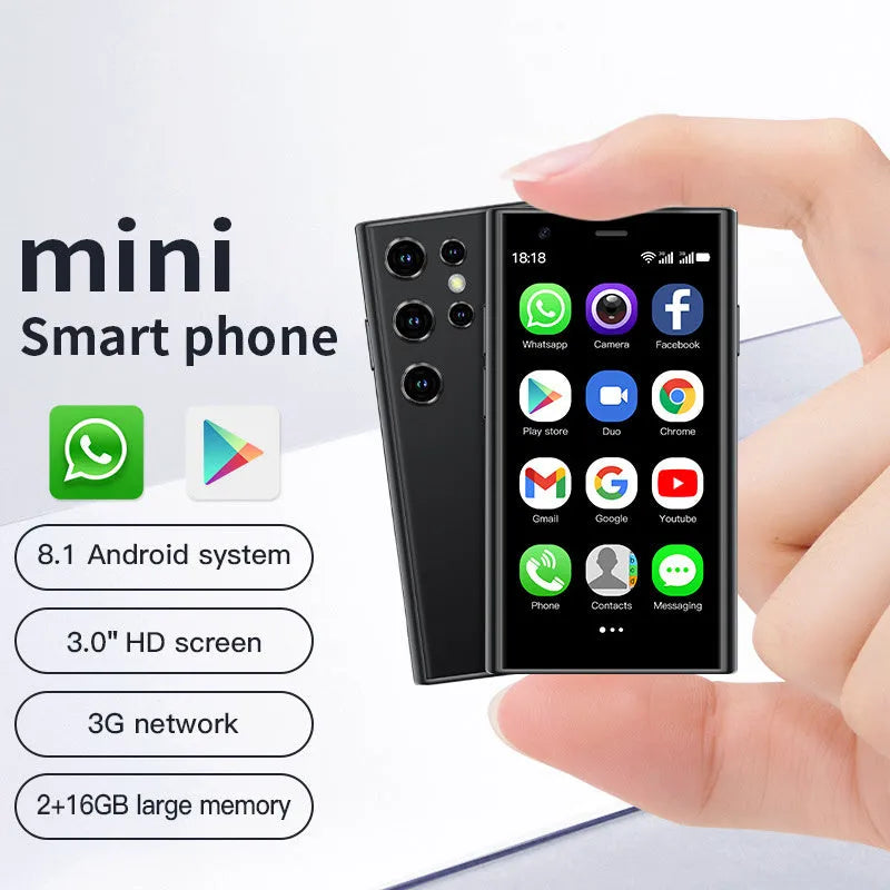 S23PRO XS15 mini smartphone in black, green, or pink purple with straight plate design and 30 screen