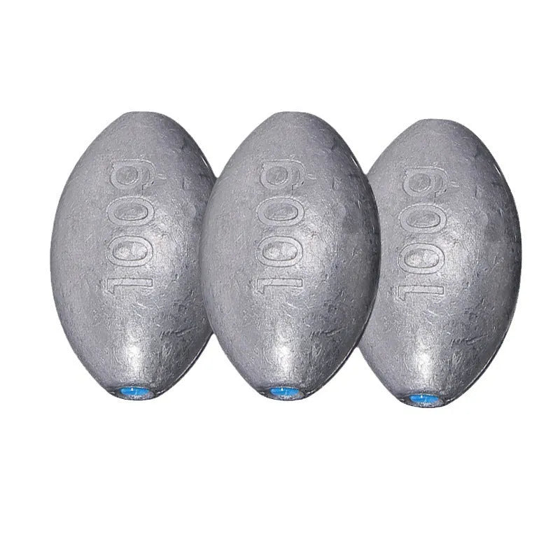 Olive-shaped fishing sinker with scale texture and plastic core construction for sea fishing