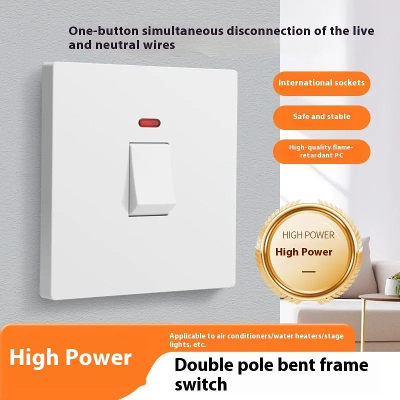Curved rack electrical switch with light indicator for water heaters and air conditioners