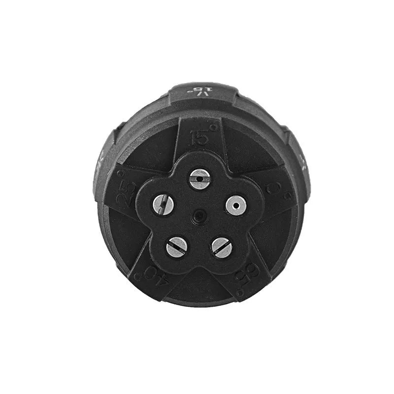 Multi-functional five-in-one high-pressure water gun spray nozzle in engineering plastic.