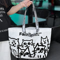 Waterproof PP woven handbag with colourful printing and snakeskin pattern option
