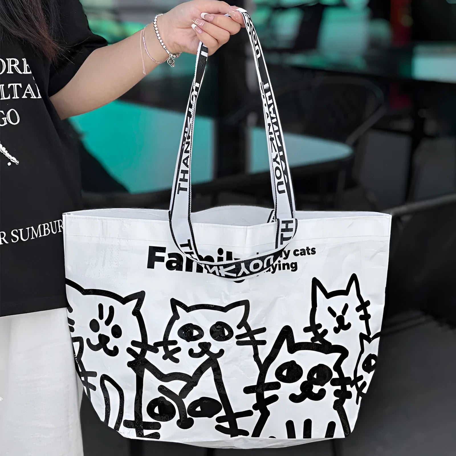 Waterproof PP woven handbag with colourful printing and snakeskin pattern option