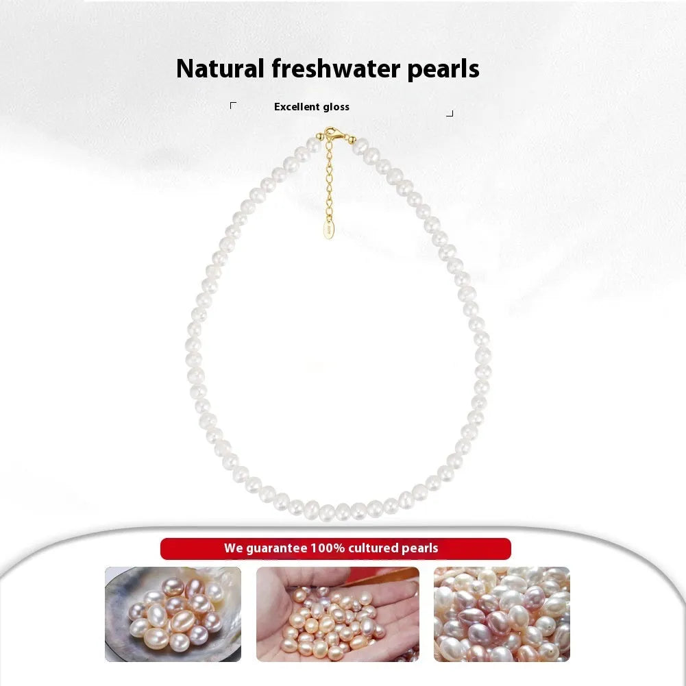 Women's adjustable freshwater pearl necklace on silver chain