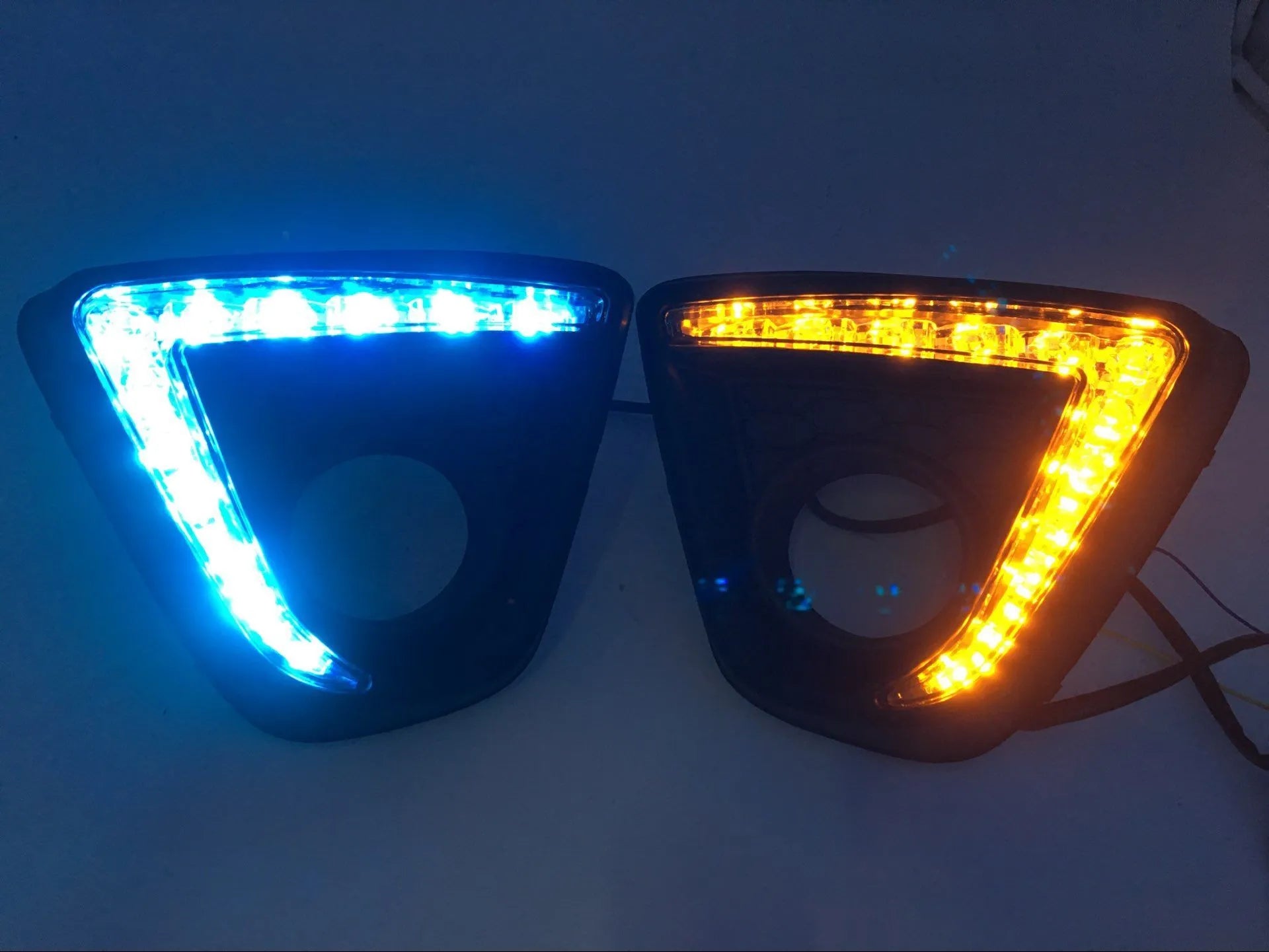 Pair of electroplated LED daytime running lights for Mazda CX-5 with white and yellow illumination options