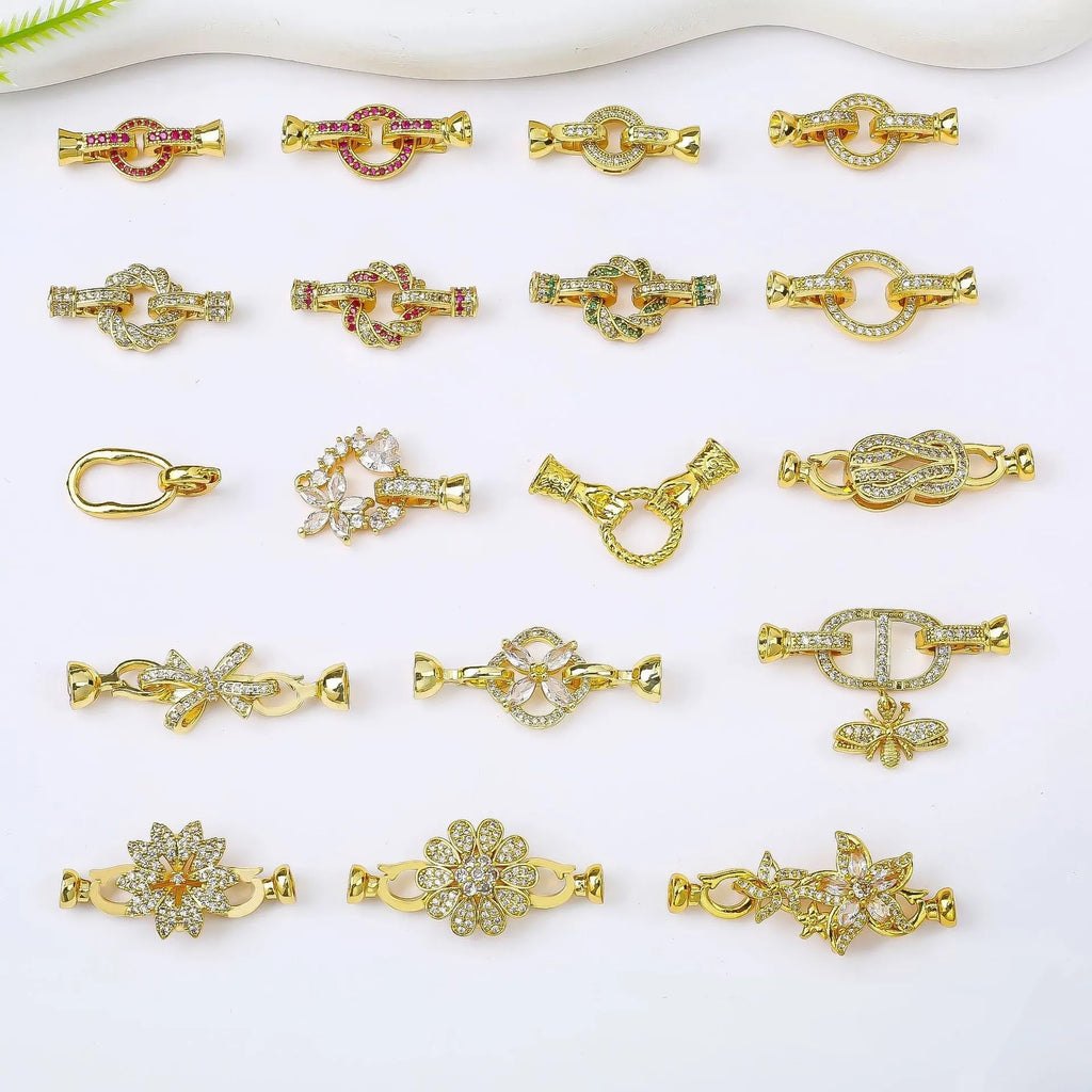 Small gold plated necklace clasp with electroplated finish for DIY jewellery projects