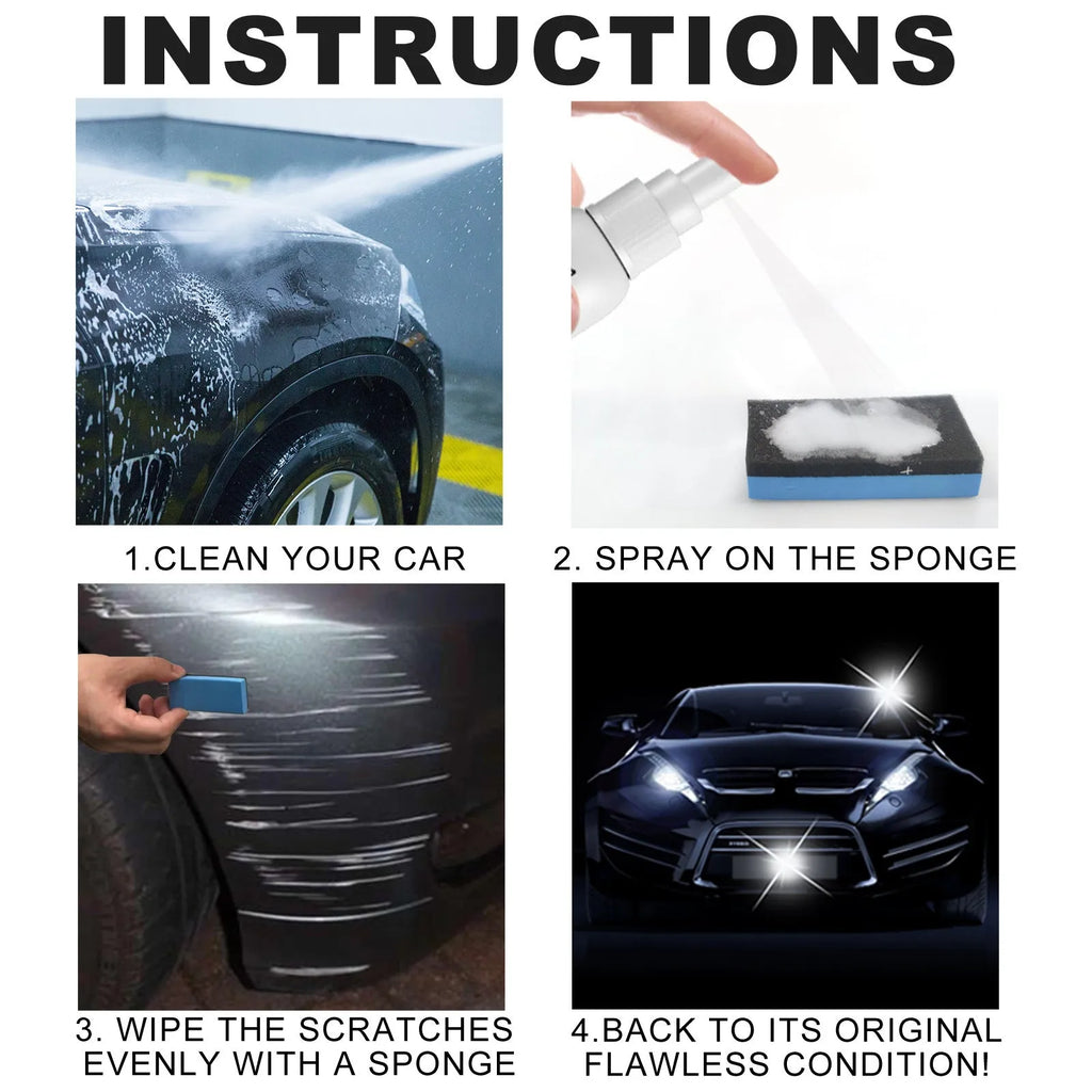 Car scratch repair spray bottle for DIY paint scratch removal and sealing.