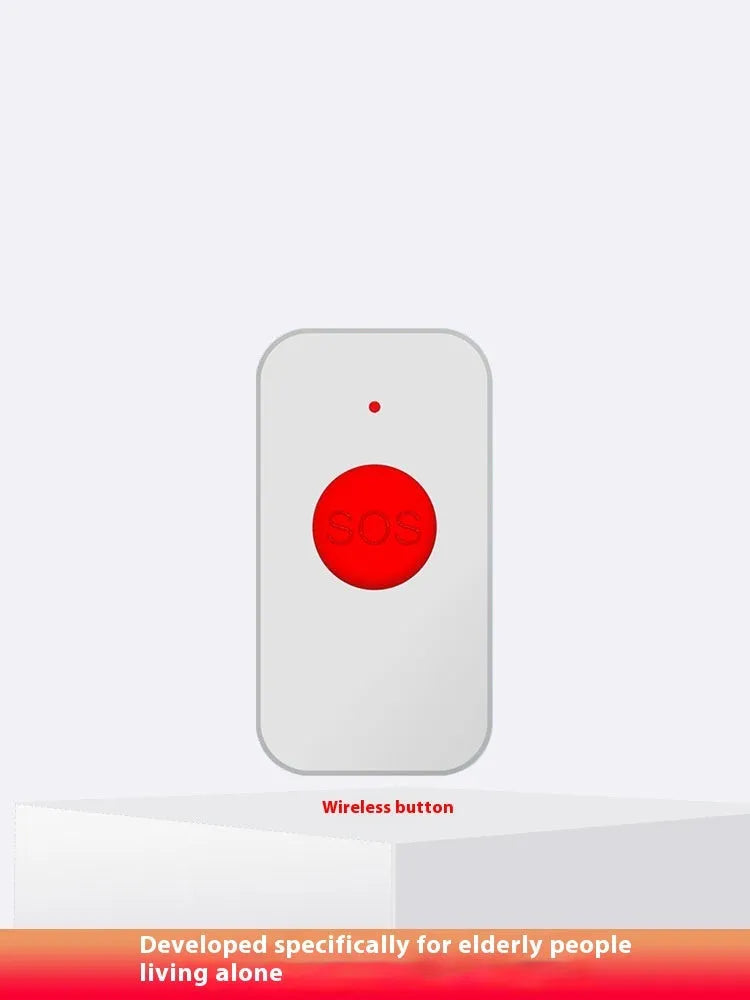 White emergency alert system with one buzzer unit and three wireless emergency buttons for elderly safety