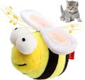 Yellow bee-shaped interactive cat toy with motion-activated squeaking function for indoor feline play