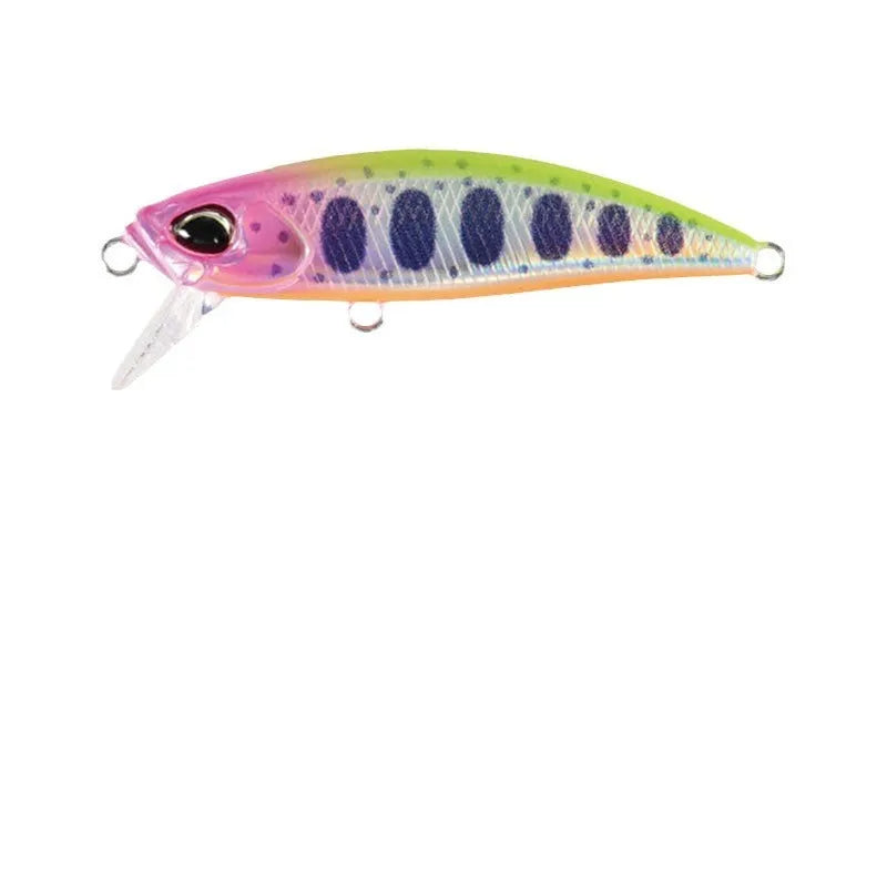 48mm soft plastic submerged minnow fishing lure for mandarin fish and snakehead, showing one of 14 colour options.