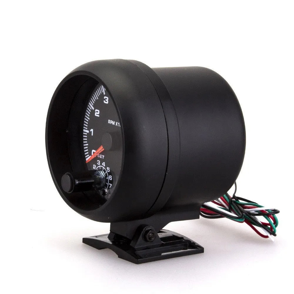 Universal blue light pointer tachometer 0-8000 RPM 95mm black plastic car gauge
