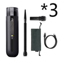 BASEUS wireless handheld car vacuum cleaner in black, white, or green, showing compact size and blowing hose attachment.