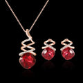 Women's alloy jewellery set with adjustable necklace and matching earrings featuring water wave chain design