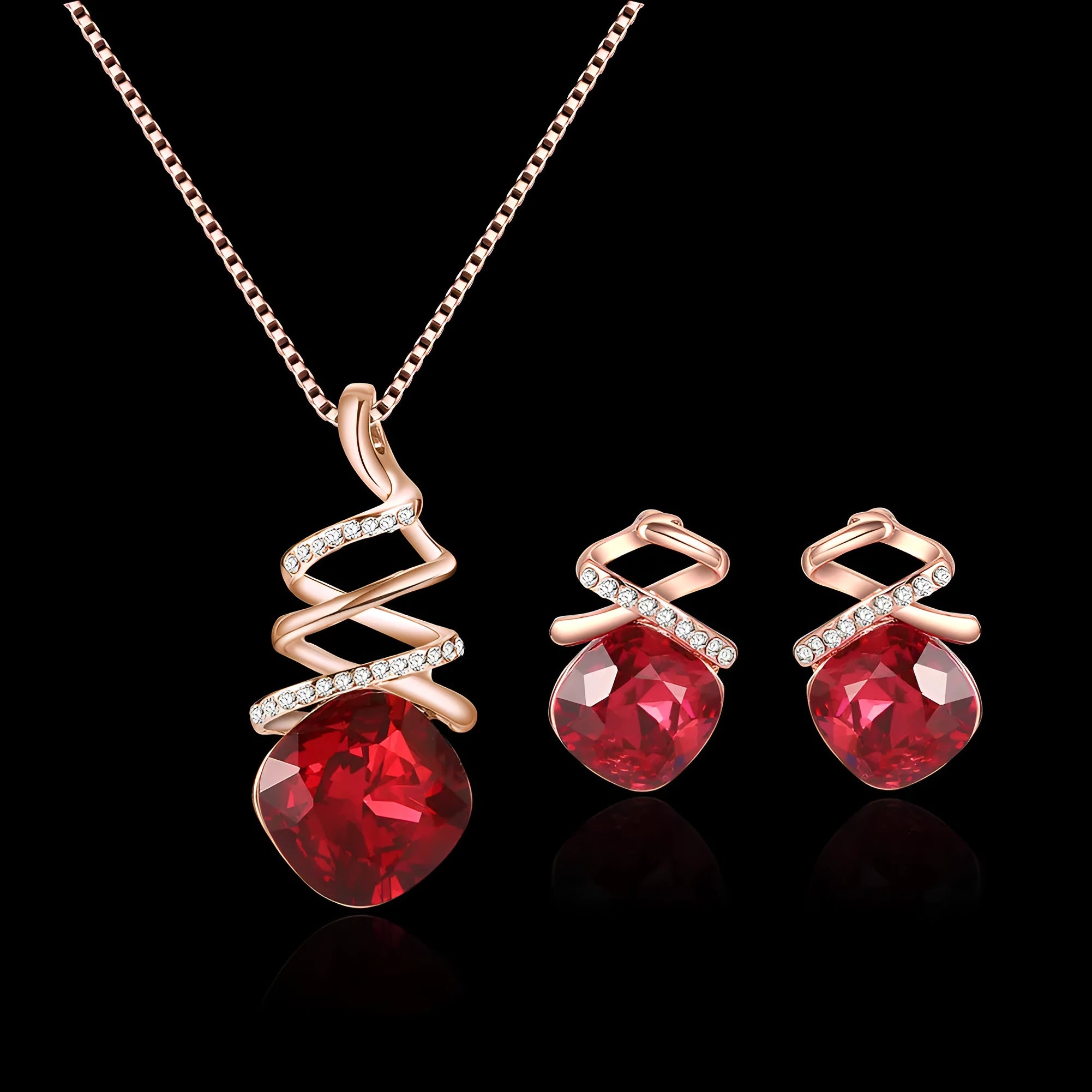 Women's alloy jewellery set with adjustable necklace and matching earrings featuring water wave chain design