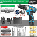 12V cordless impact pistol drill electric screwdriver with LED light in plastic storage box