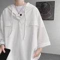 Men's loose fit hooded short sleeve t-shirt in solid colour on hanger